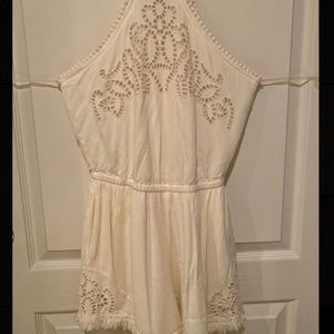 High-Neck Cream Romper